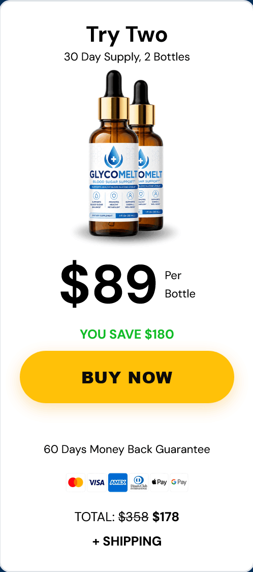 Two bottles of GlycoMelt blood sugar support supplement pricing package.